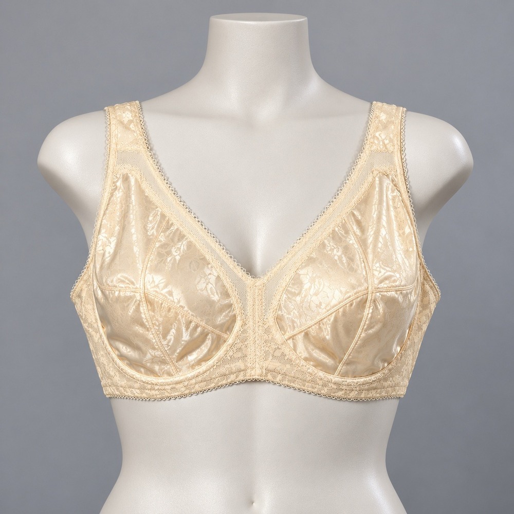 Playtex 18 Hour Ultimate Shoulder Comfort Bra 4693 Beige Floral Lace 54DD